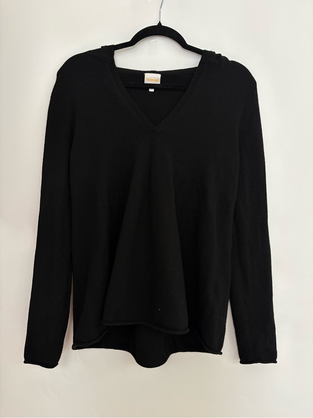 Tsesay Black Hooded Cashmere Pullover Sweater